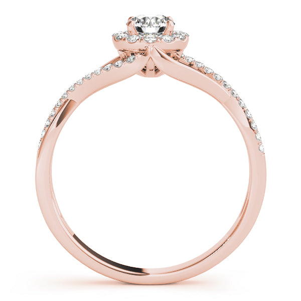 1.00CT 14K Gold Modern Twisted Halo Engagement Ring
