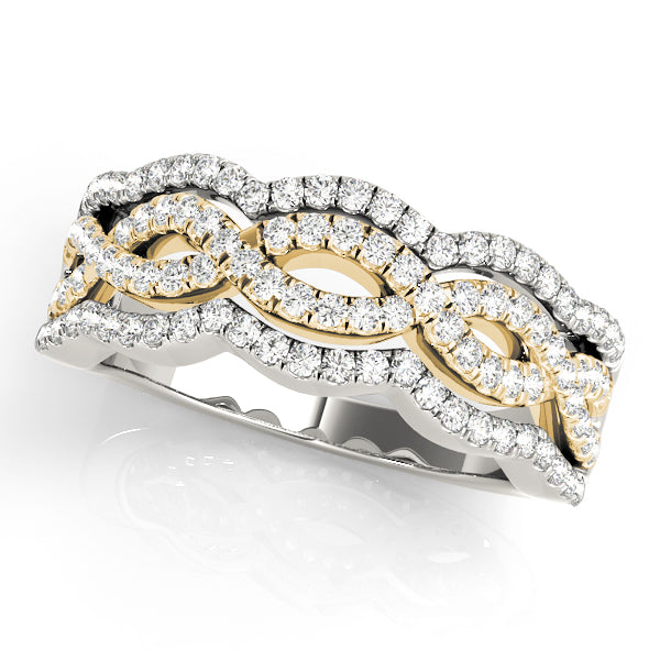 0.65CTW 14K  Gold Multi Row Wavy Diamond Band Design - View 4