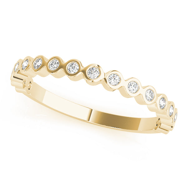 0.13CTW 14K  Gold Bezel Set Multi Stone Diamond Band In A Slim Design