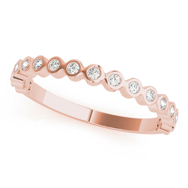 0.13CTW 14K  Gold Bezel Set Multi Stone Diamond Band In A Slim Design