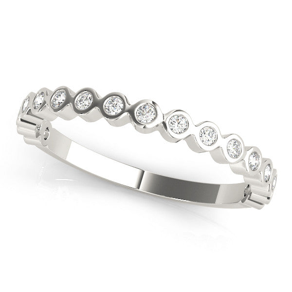 0.13CTW 14K  Gold Bezel Set Multi Stone Diamond Band In A Slim Design