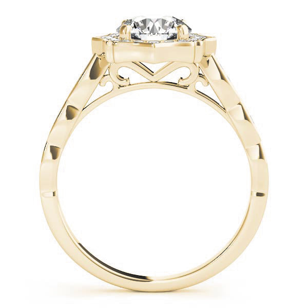 1.00CT 14K Gold Vintage Petal Halo Engagement Ring