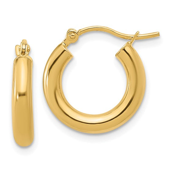 14K Gold Polished Wide Huggie Hoop Earrings