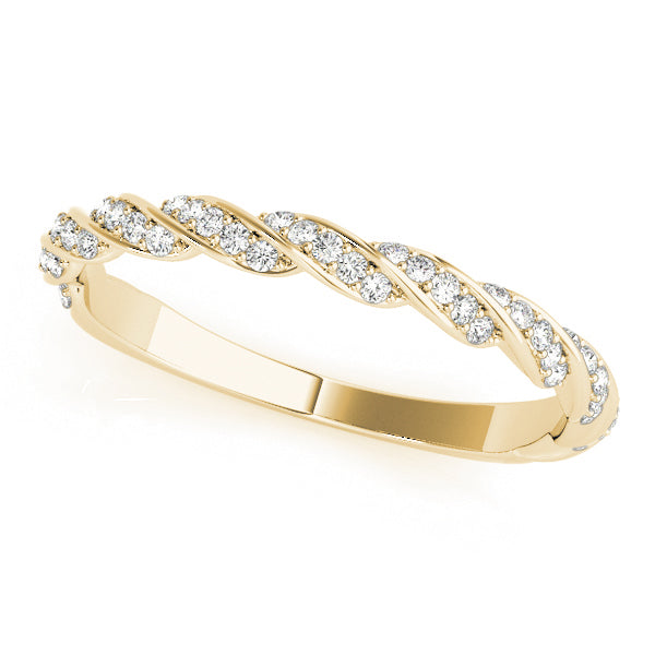 0.25CTW 10K Gold Slim Intertwined Diamond Set Twisted Style Band