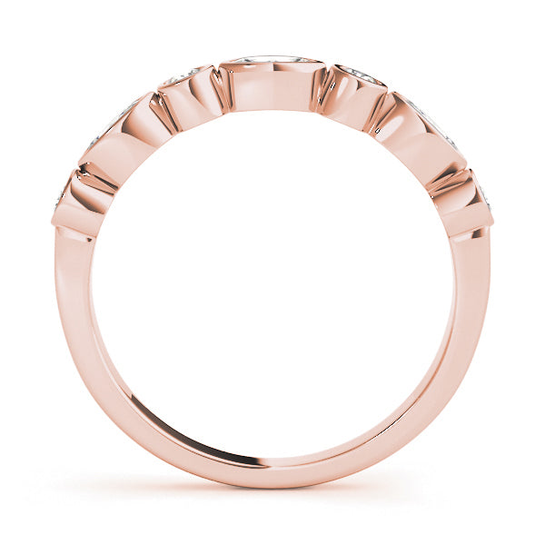 0.33CTW 14K  Gold Slim Eye Shape Design Bezel Set Diamond Band