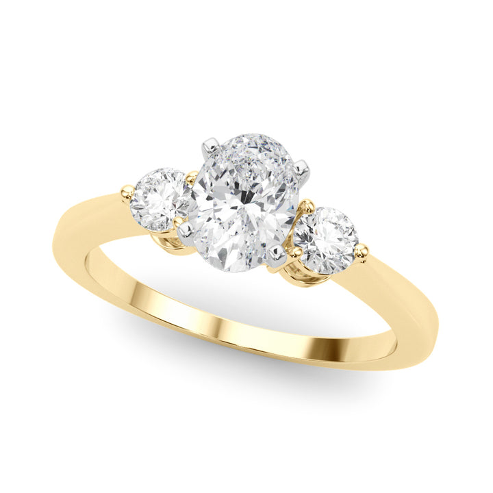 0.75CTW 14K  Gold Ladies 3 Stone Past, Present, Future Oval Cut Diamond Ring