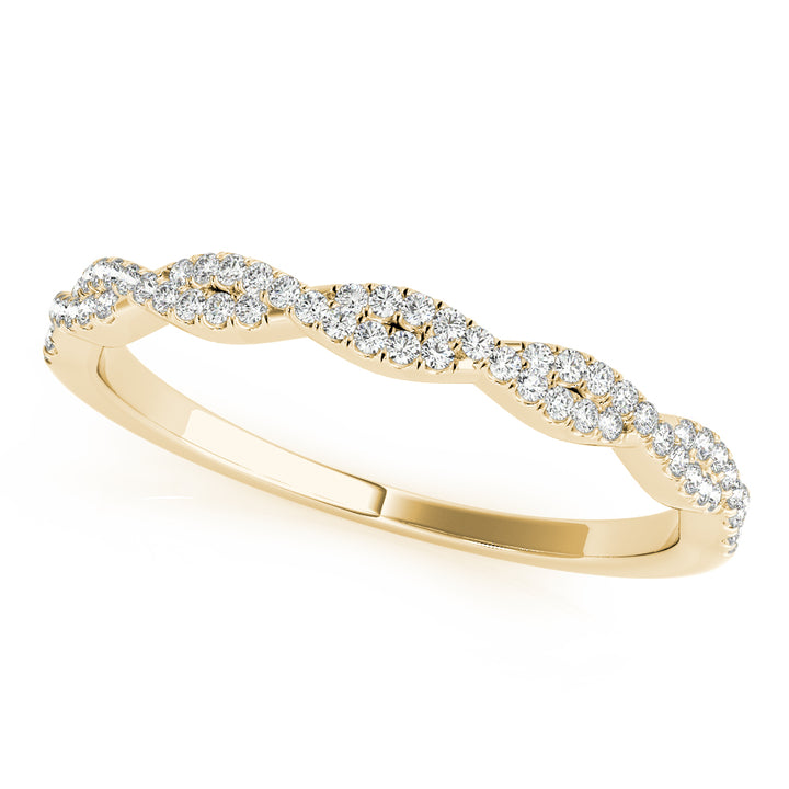0.20CTW 14K  Gold Double Row Intertwined Twisted Design Diamond Band