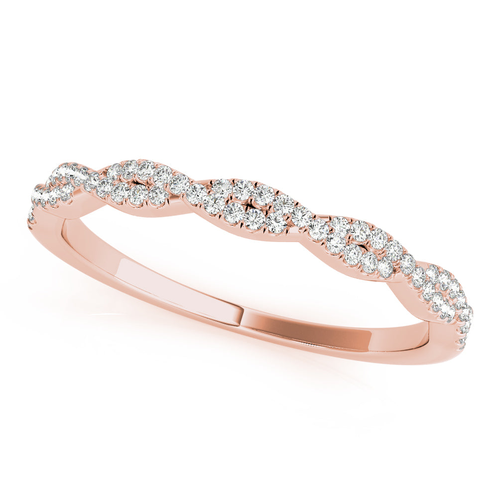 0.20CTW 14K  Gold Double Row Intertwined Twisted Design Diamond Band