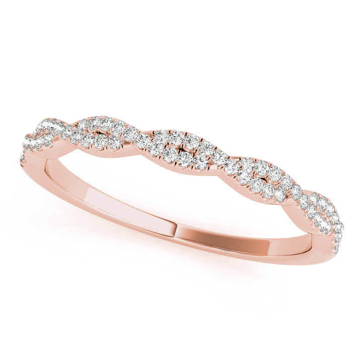 0.20CTW 14K  Gold Double Row Intertwined Twisted Design Diamond Band