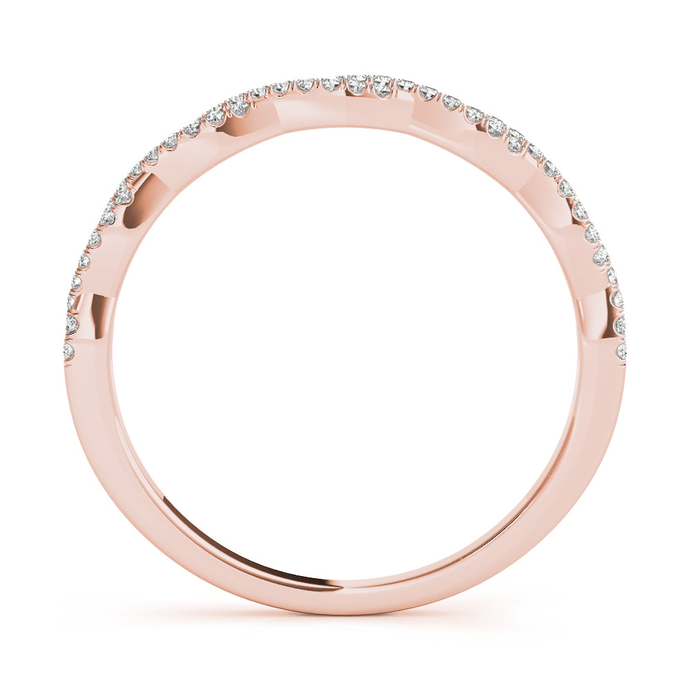 0.20CTW 14K  Gold Double Row Intertwined Twisted Design Diamond Band