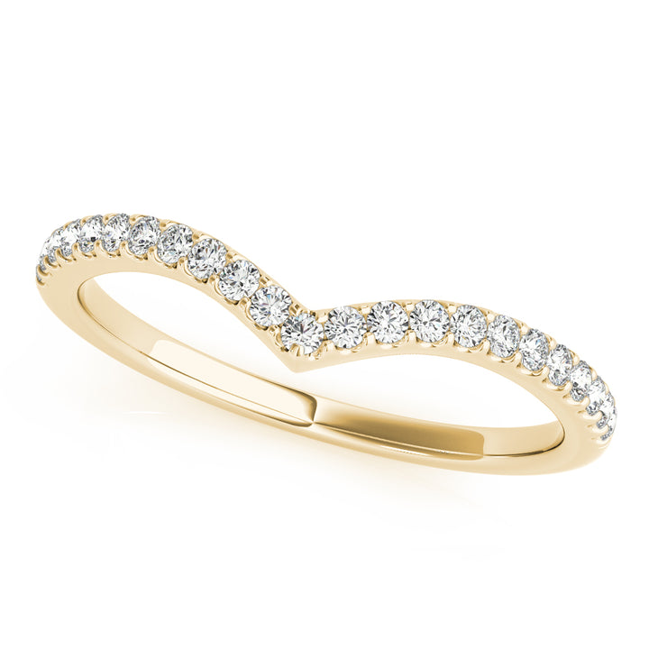 0.20TW 14K Gold Fancy Round Brilliant Diamond Band With A Mild V-Shape Design