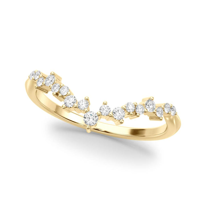 0.20TW 14K Gold Fancy Multi Stone Diamond Band With A V-Shape Design