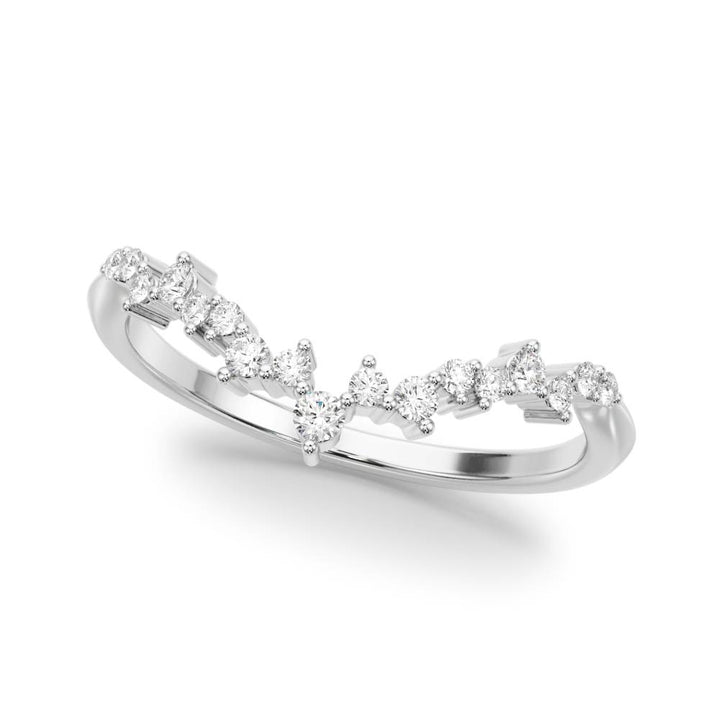 0.20TW 14K Gold Fancy Multi Stone Diamond Band With A V-Shape Design