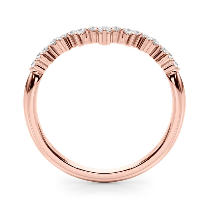 0.20TW 14K Gold Fancy Multi Stone Diamond Band With A V-Shape Design