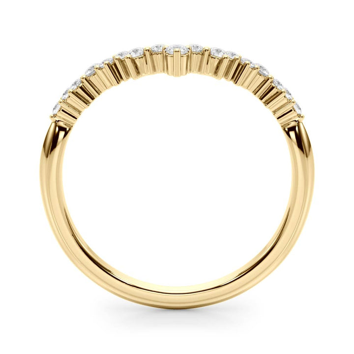 0.20TW 14K Gold Fancy Multi Stone Diamond Band With A V-Shape Design