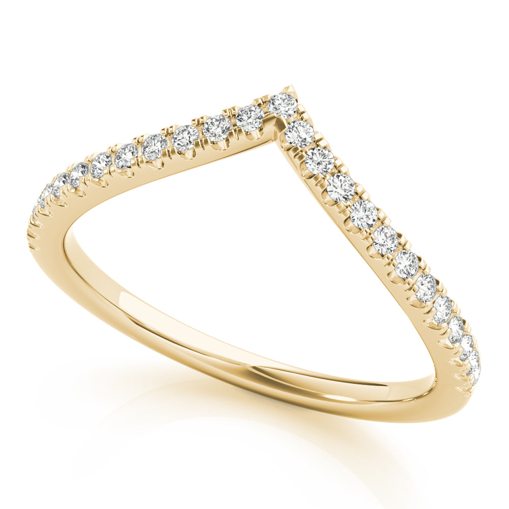 0.20CTW 14K Gold Fancy Round Brilliant Diamond Band With A V-Shape Design