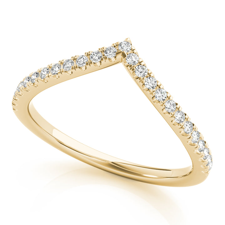 0.20CTW 14K Gold Fancy Round Brilliant Diamond Band With A V-Shape Design