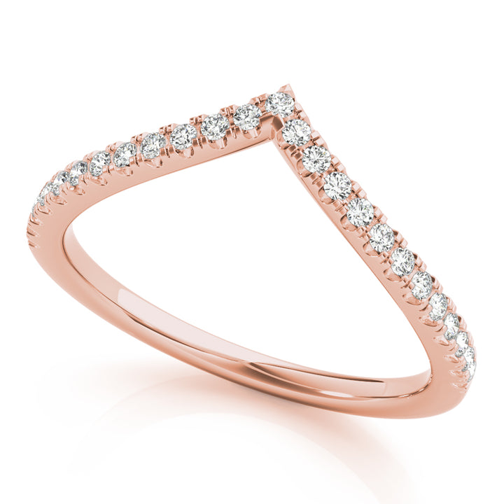 0.20CTW 14K Gold Fancy Round Brilliant Diamond Band With A V-Shape Design