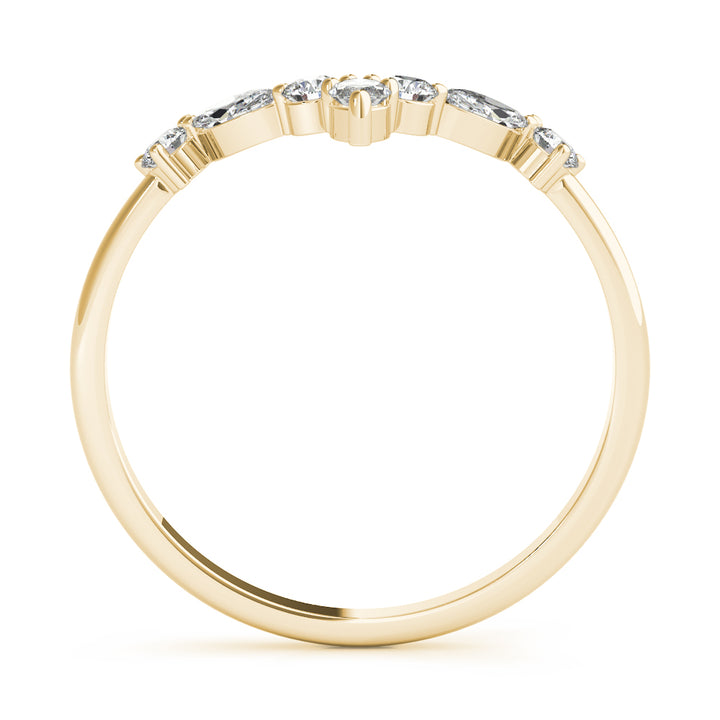 0.33CTW 14K Gold Fancy Marquise and Round Brilliant Diamond Band With A V-Shape Design