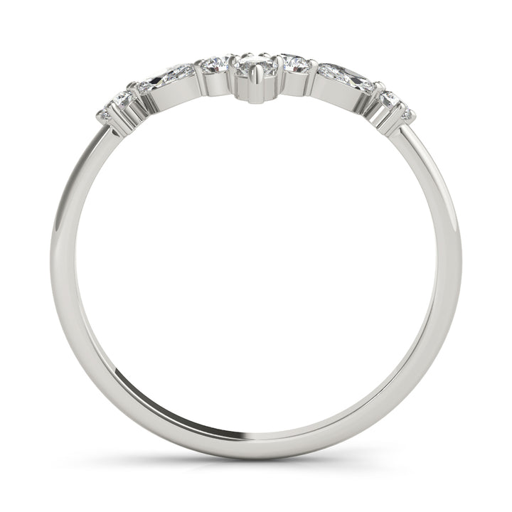 0.33CTW 14K Gold Fancy Marquise and Round Brilliant Diamond Band With A V-Shape Design