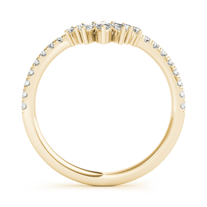 0.25CTW 14K Gold Fancy Marquise and Round Brilliant Diamond Band With A V-Shape Design