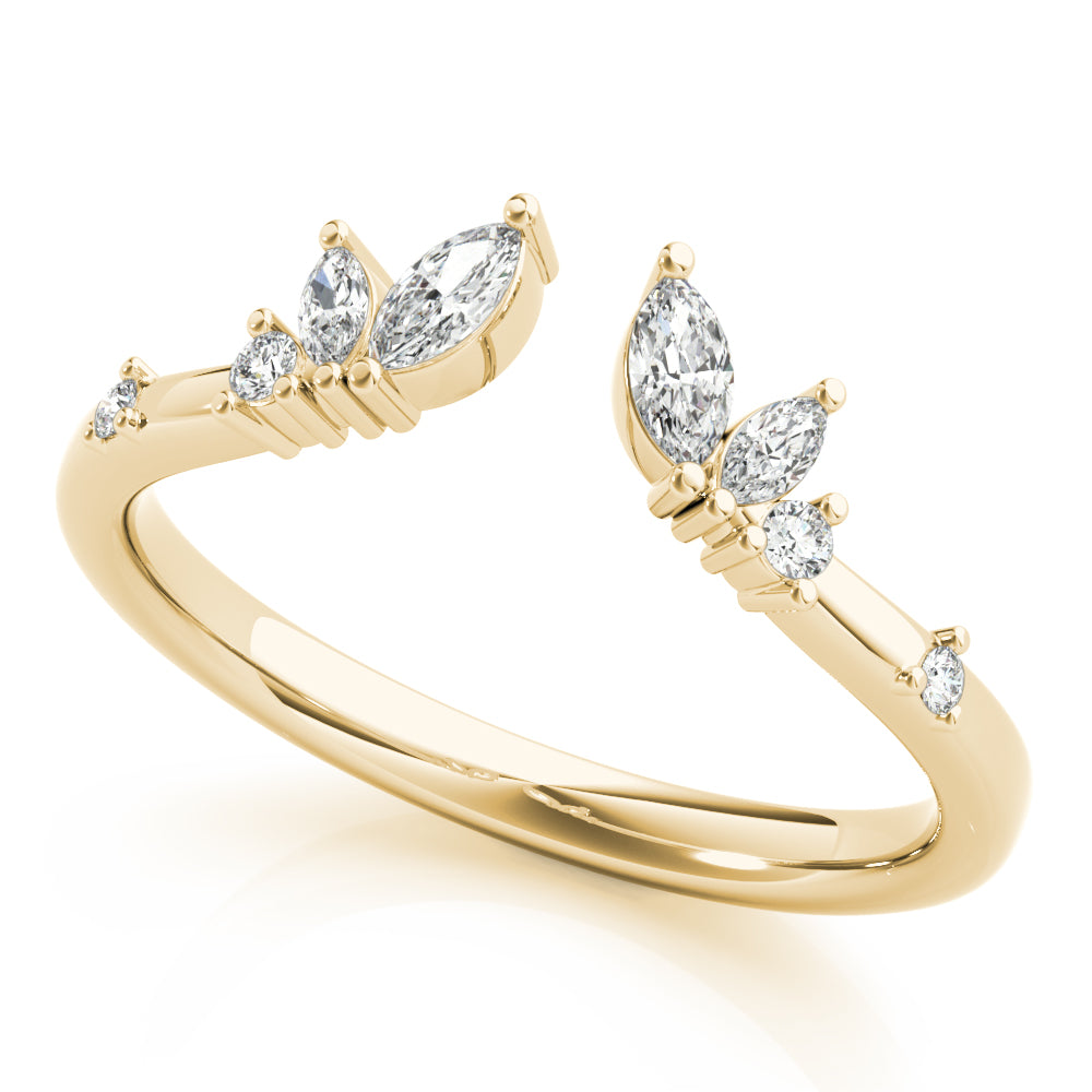 0.25CTW 14K Gold Fancy Wrap Around Open Style Band With Marquise And Round Cut Diamonds