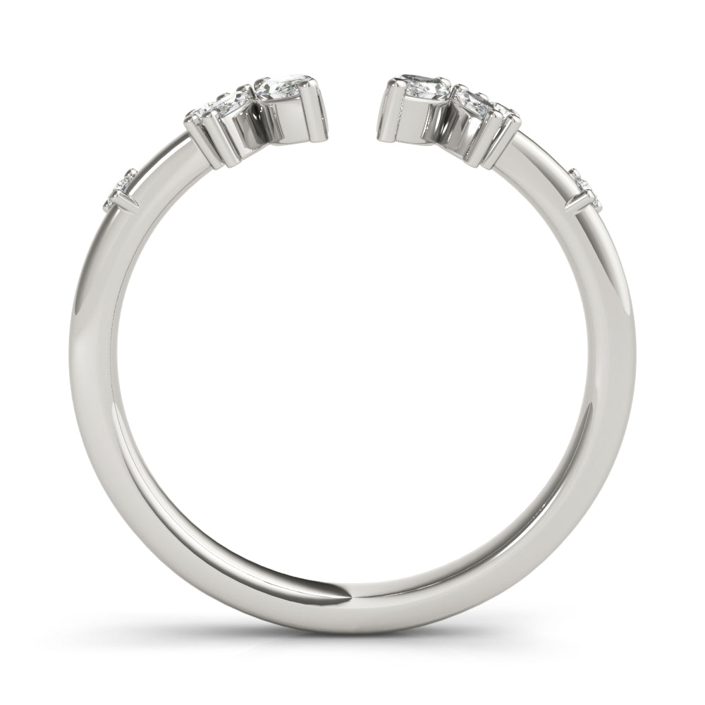 0.25CTW 14K Gold Fancy Wrap Around Open Style Band With Marquise And Round Cut Diamonds