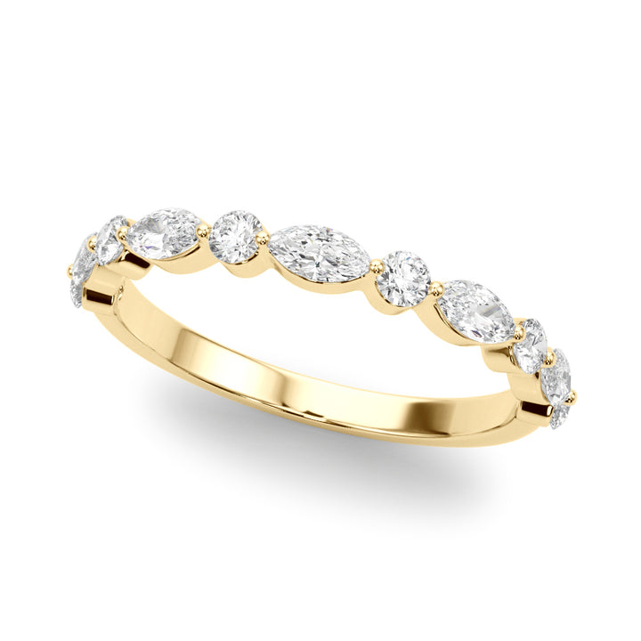 0.50CTW 14K  Gold Marquise Diamond Band in A Slim Gold Design