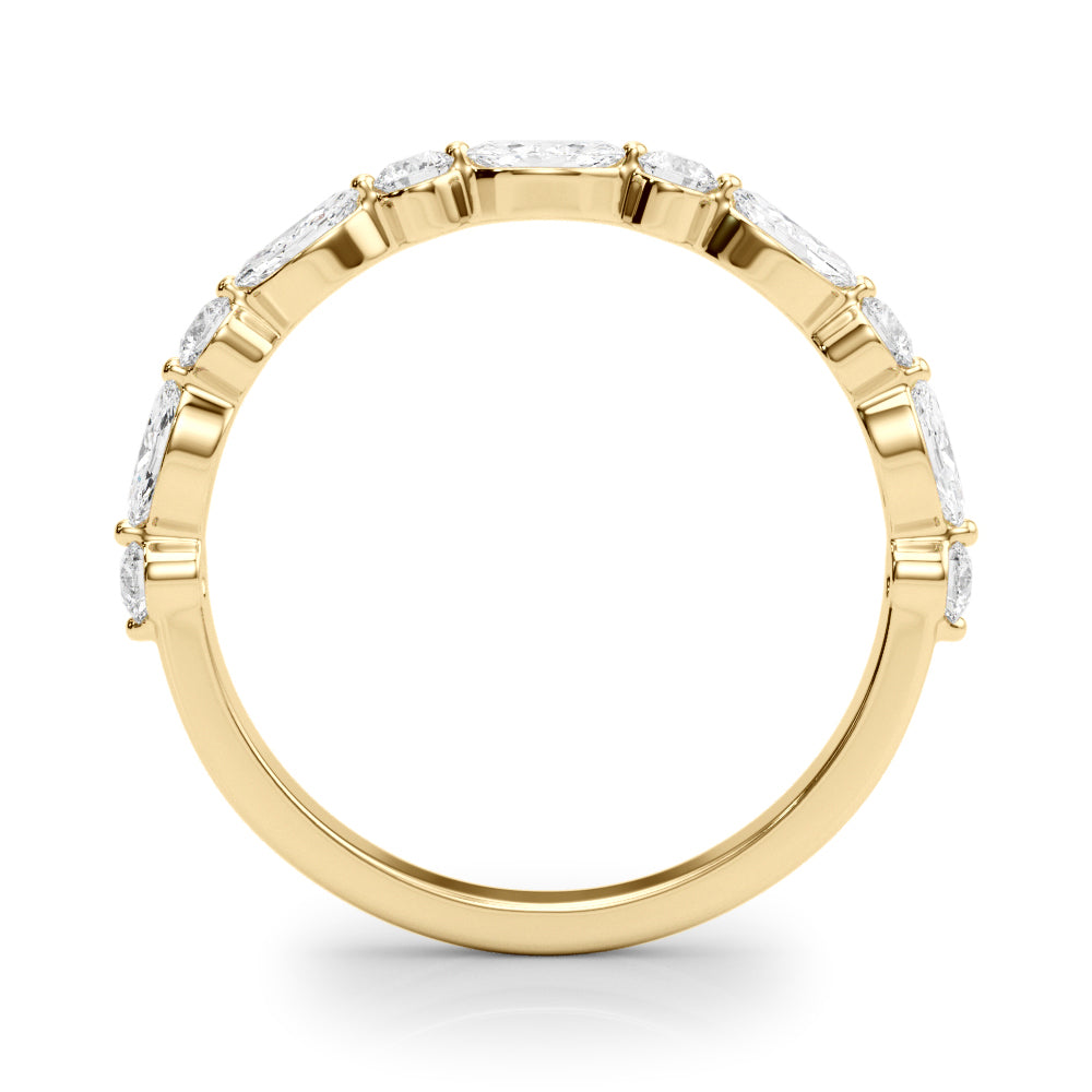 0.50CTW 14K  Gold Marquise Diamond Band in A Slim Gold Design