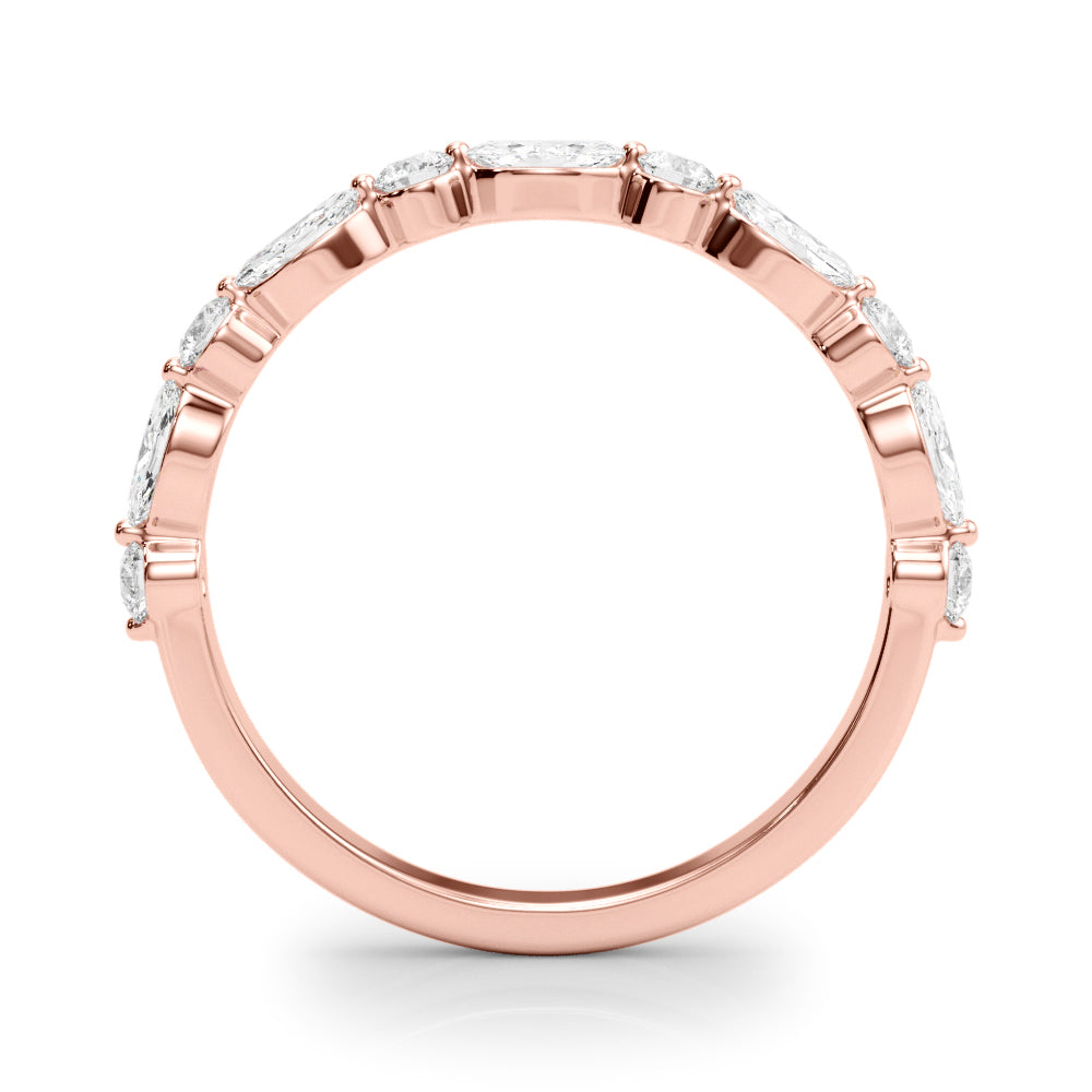 0.50CTW 14K  Gold Marquise Diamond Band in A Slim Gold Design