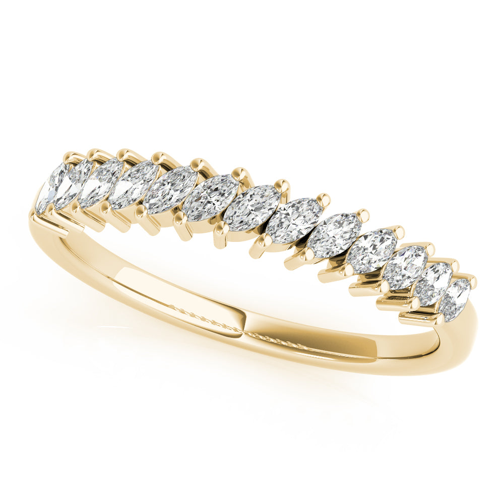 0.40CTW 14K  Gold Angle Set Multi Stone Marquise Cut Diamond Band