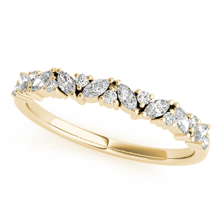 0.33CTW 14K  Gold Marquise And Round Brilliant Cut Diamond Band
