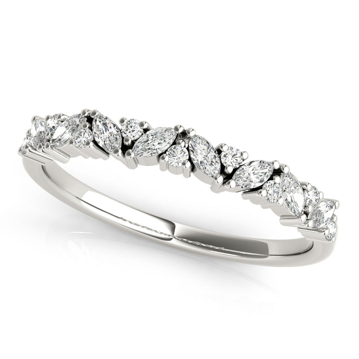 0.33CTW 14K  Gold Marquise And Round Brilliant Cut Diamond Band