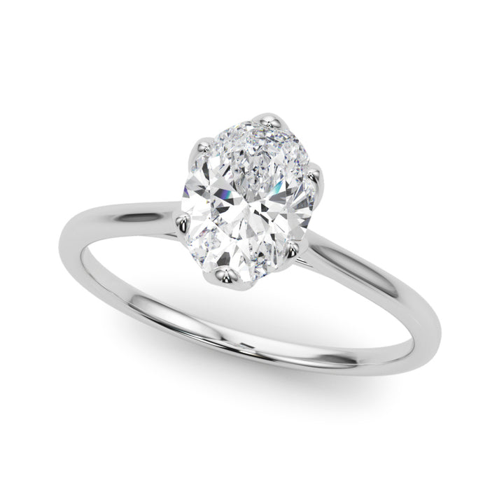 1.00CT 14K Oval Cut Diamond Slim Design Solitaire Engagement Ring