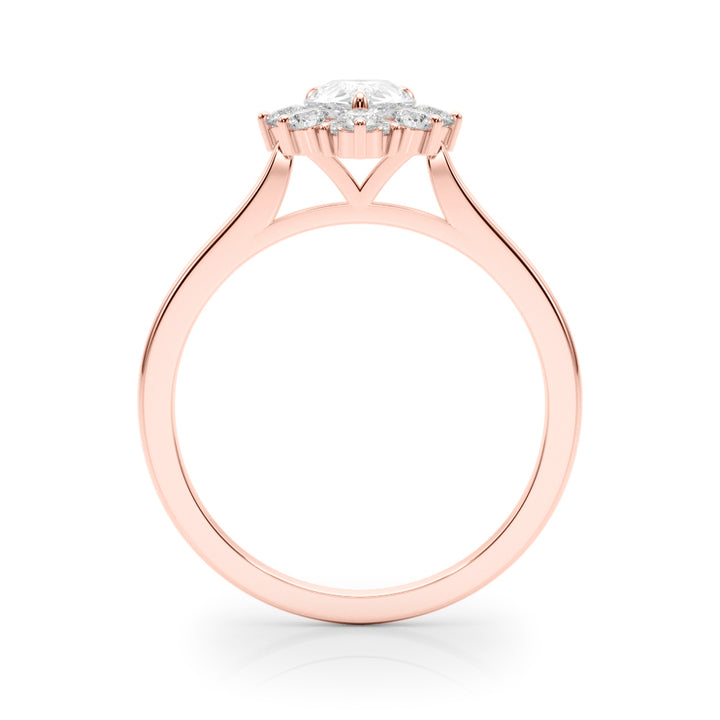 0.50CT 14K  Pear Shape Diamond With a Floral Cluster Halo Design - View 5