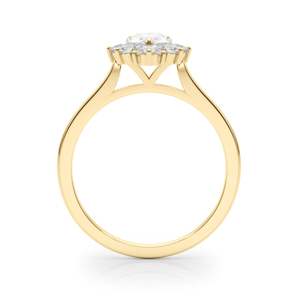 0.50CT 14K  Pear Shape Diamond With a Floral Cluster Halo Design - View 3