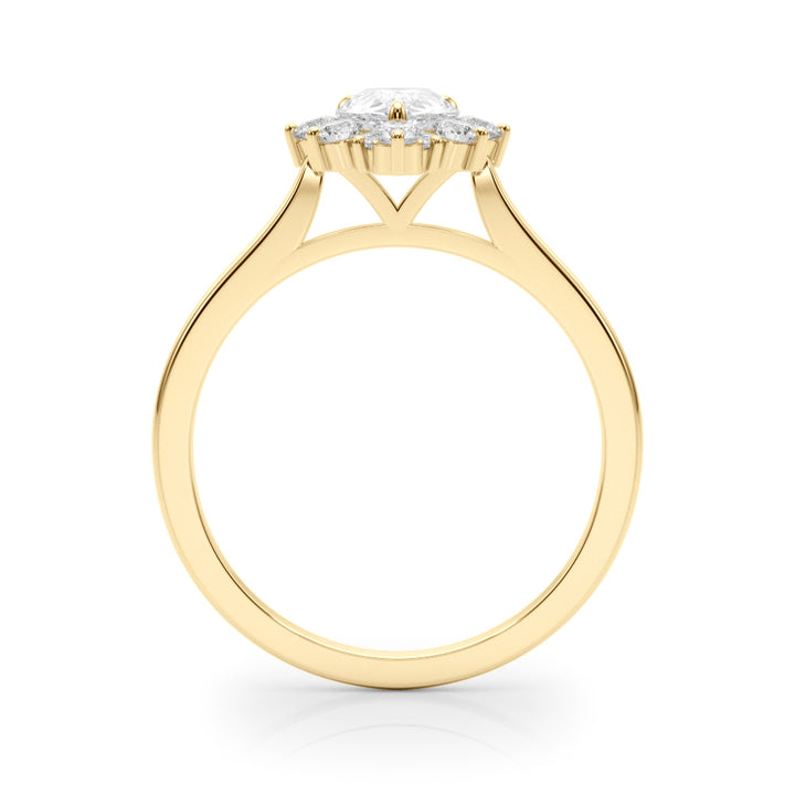 0.50CT 14K  Pear Shape Diamond With a Floral Cluster Halo Design - View 3