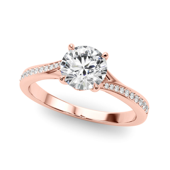 1.00CT 14K Diamond Solitaire Engagement Ring Accented With Round Brilliant Cut Diamonds