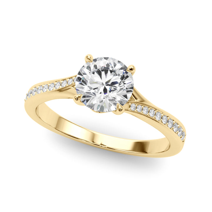 1.00CT 14K Diamond Solitaire Engagement Ring Accented With Round Brilliant Cut Diamonds