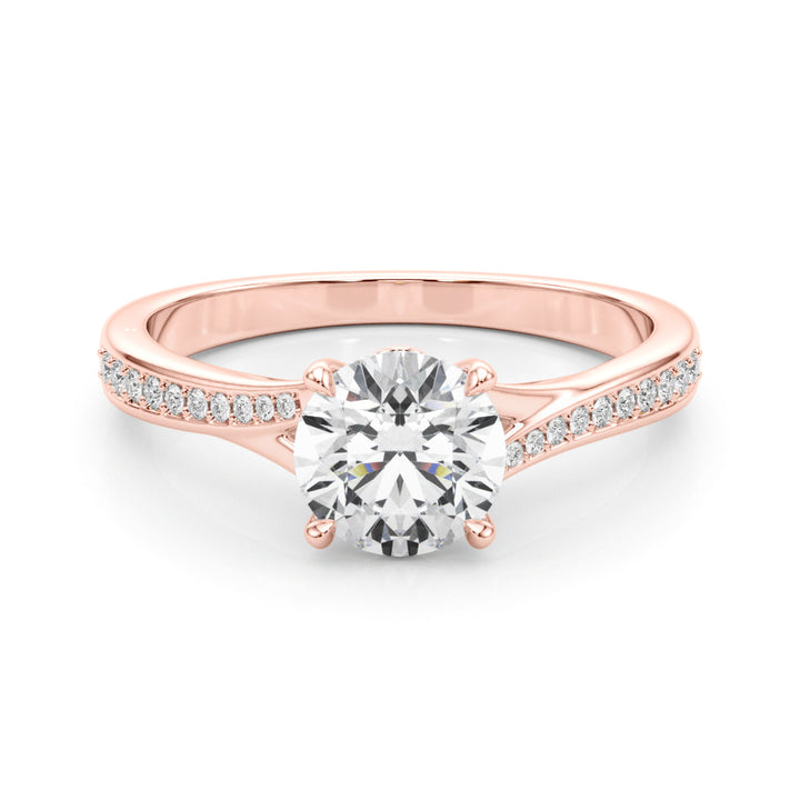 1.00CT 14K Diamond Solitaire Engagement Ring Accented With Round Brilliant Cut Diamonds