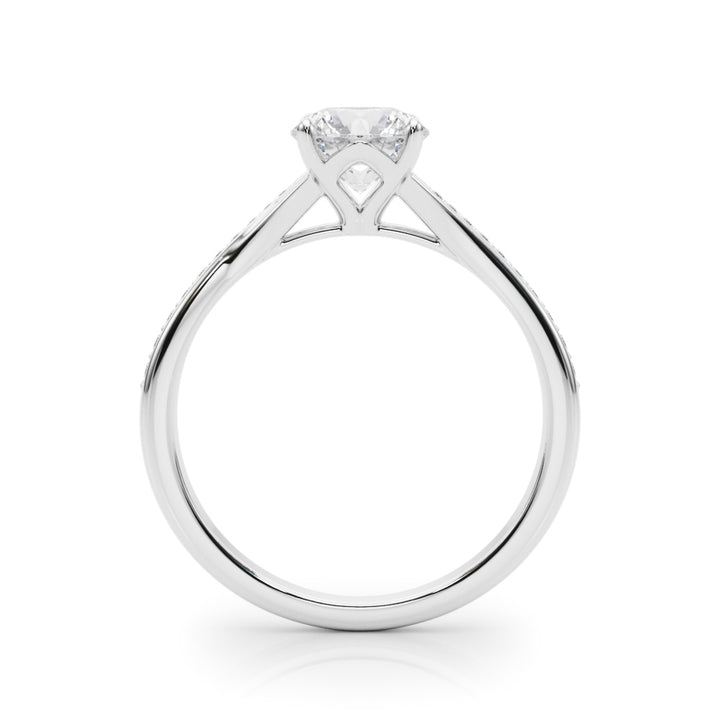 1.00CT 14K Diamond Solitaire Engagement Ring Accented With Round Brilliant Cut Diamonds