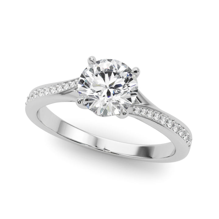 1.00CT 14K Diamond Solitaire Engagement Ring Accented With Round Brilliant Cut Diamonds