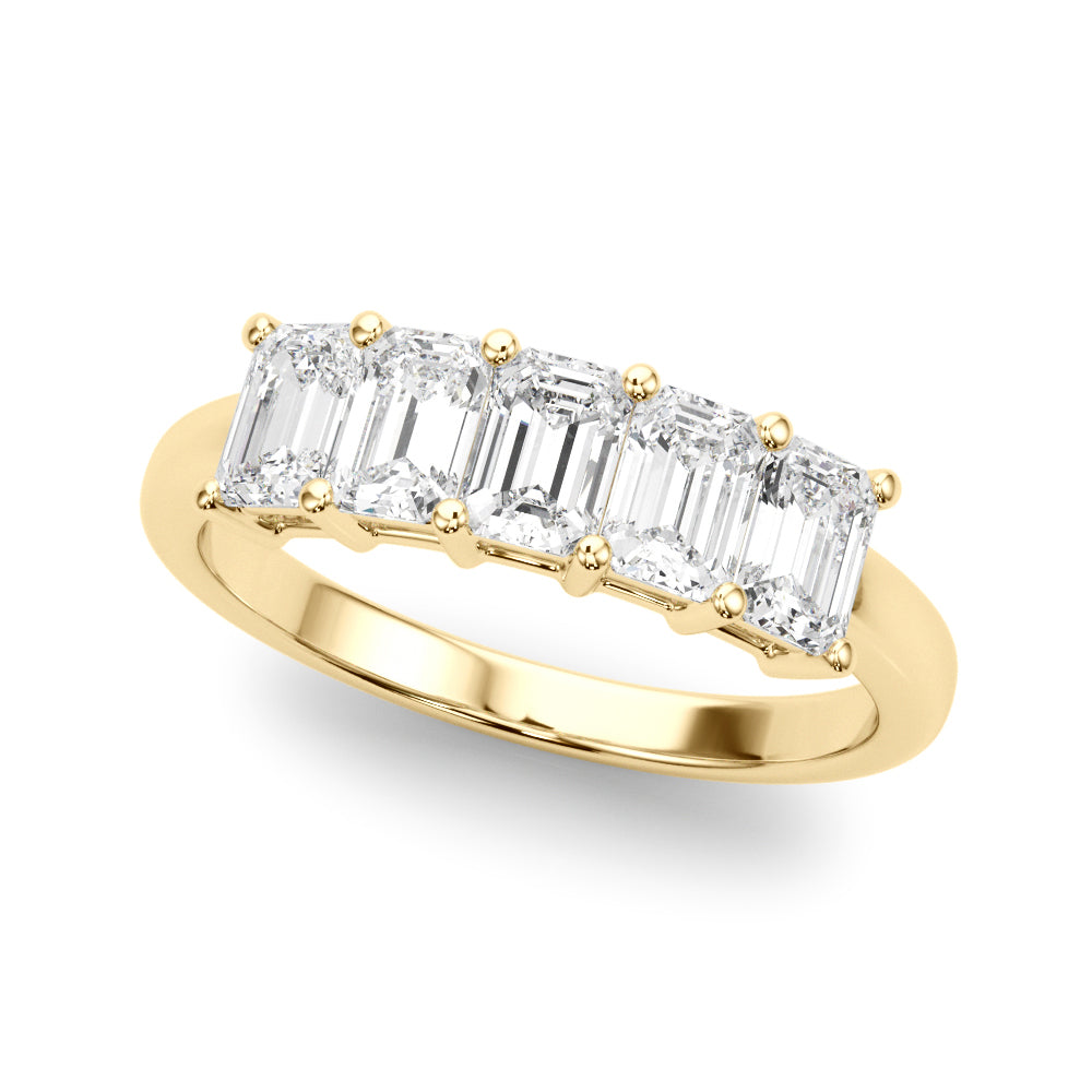 1.00CTW 14K  Gold 5 Stone Emerald Cut Diamond Band