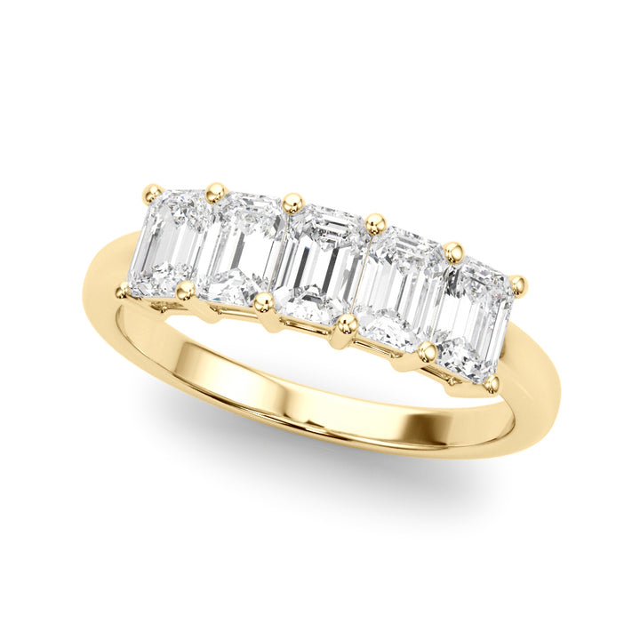 1.00CTW 14K  Gold 5 Stone Emerald Cut Diamond Band