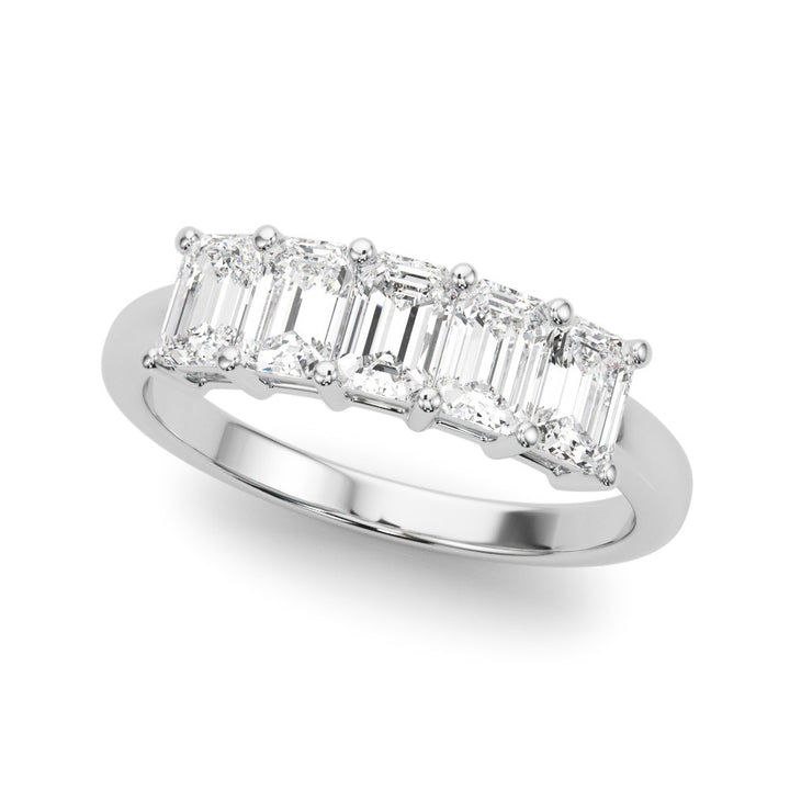 1.00CTW 14K  Gold 5 Stone Emerald Cut Diamond Band