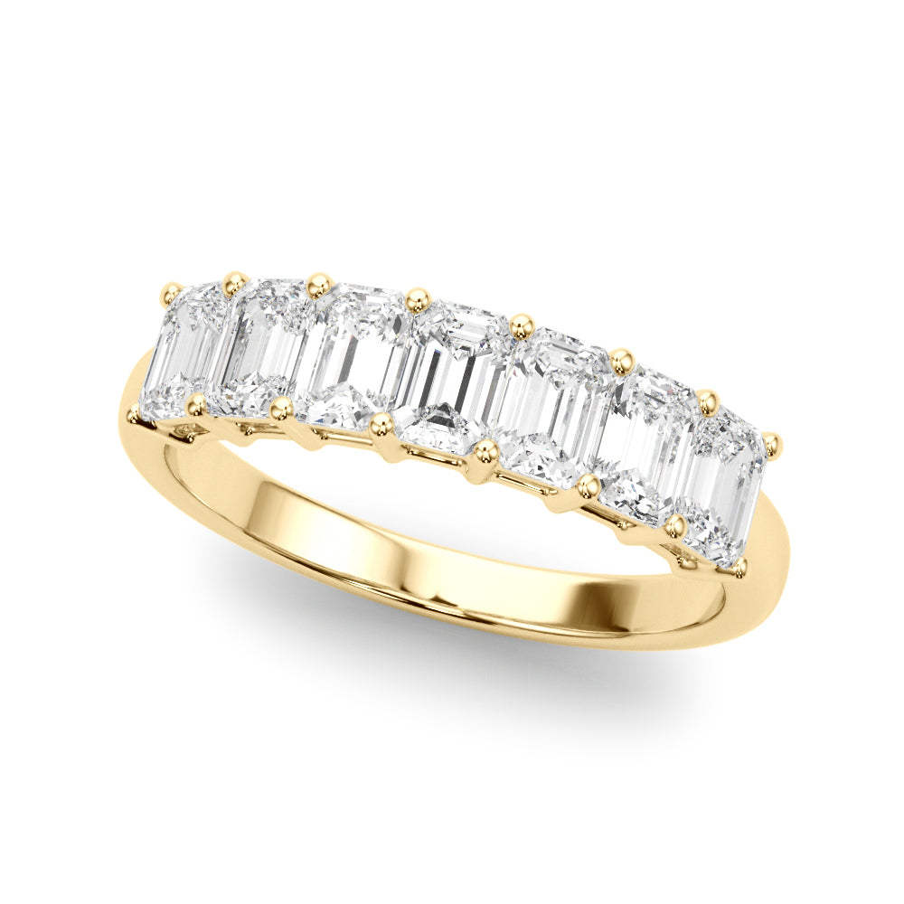 1.00CTW 14K  Gold 7 Stone Emerald Cut Diamond Band