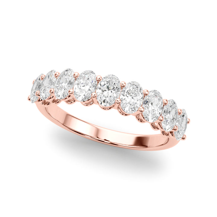 1.00CTW 14K  Gold 9 Stone Oval Diamond Band