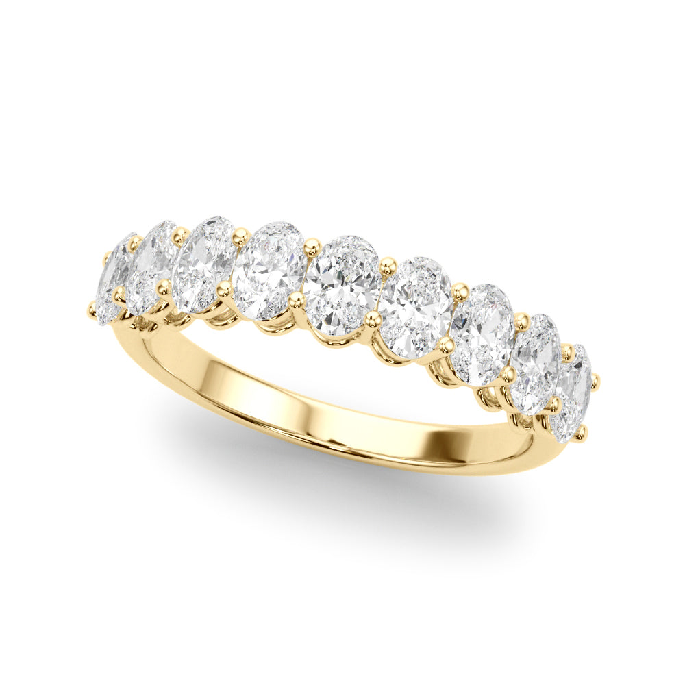1.00CTW 14K  Gold 9 Stone Oval Diamond Band