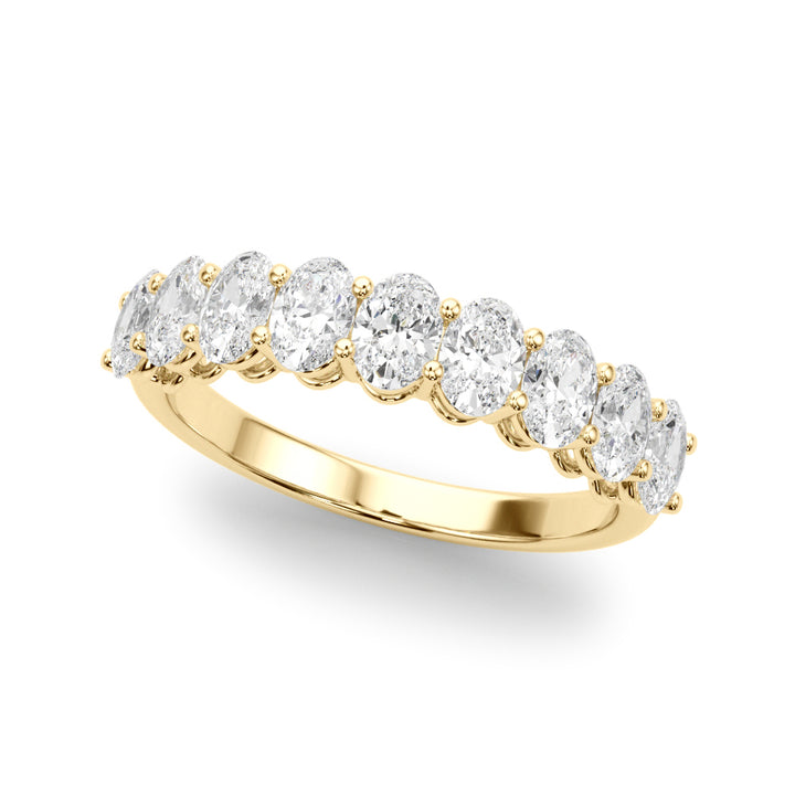 1.00CTW 14K  Gold 9 Stone Oval Diamond Band