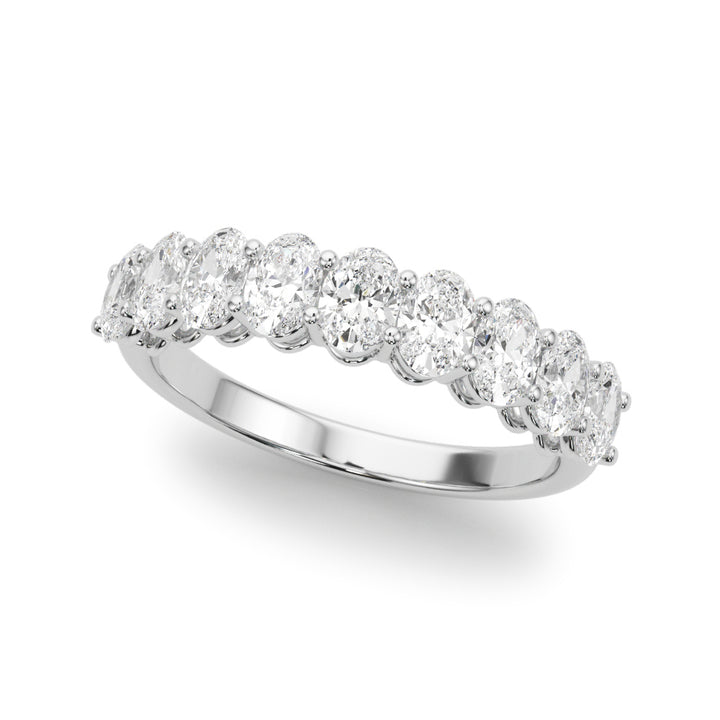 1.00CTW 14K  Gold 9 Stone Oval Diamond Band